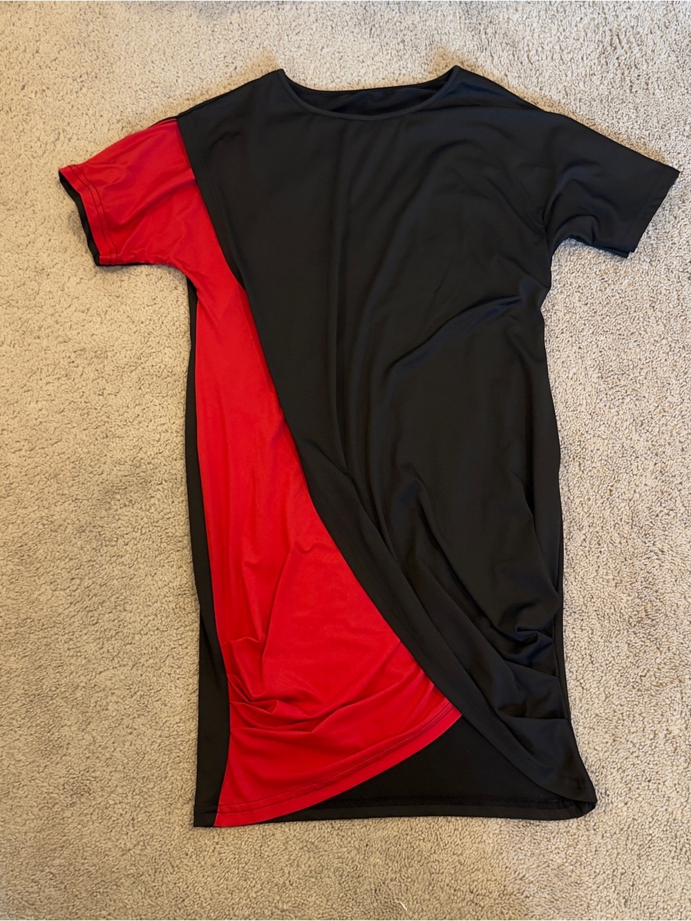 Dex Black and Red Colorblock Midi Dress